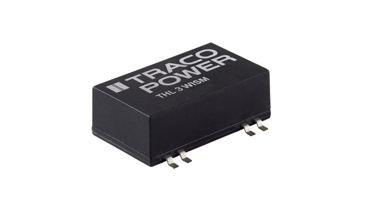 TRACOPOWER THL 3WISM DC-DC Converter, 5V dc/ 600mA Output, 9 → 36 V dc Input, 3W, Surface Mount, +85°C Max Temp