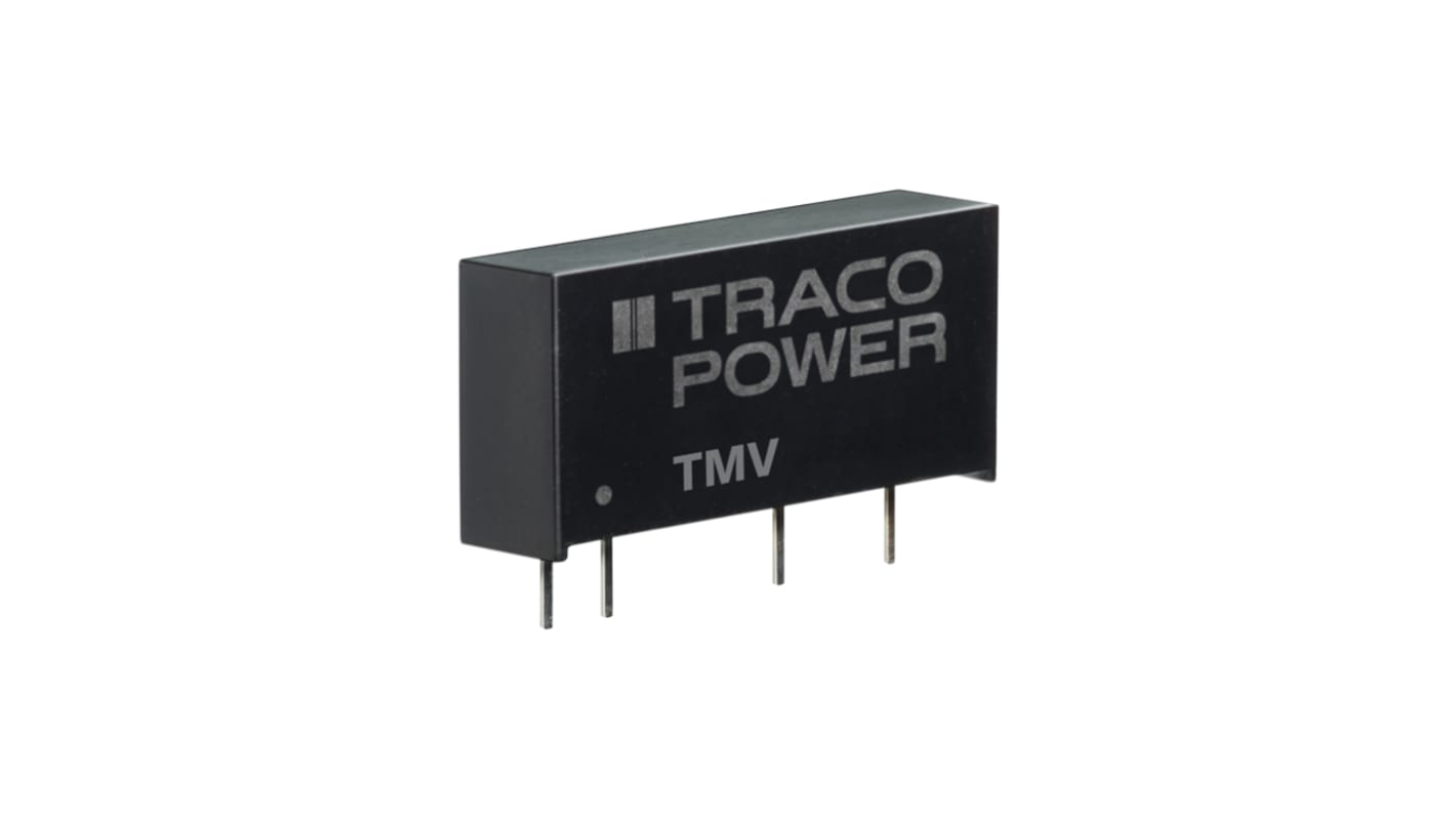 TRACOPOWER TMV DC-DC Converter, 5V dc/ 200mA Output, 10.8 → 13.2 V dc Input, 1W, Through Hole, +85°C Max Temp