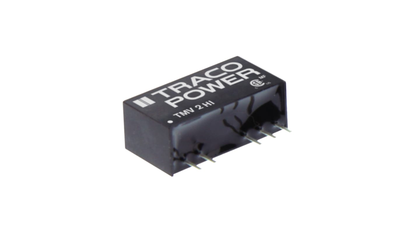 TRACOPOWER TMV 2HI DC-DC Converter, 5V dc/ 400mA Output, 4.5 → 5.5 V dc Input, 2W, Through Hole, +80°C Max Temp