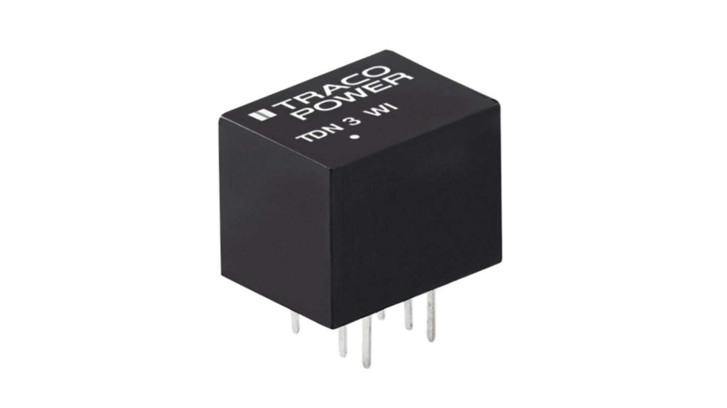 TRACOPOWER TDN 3WI DC-DC Converter, ±5V dc/ ±300mA Output, 9 → 36 V dc Input, 3W, Through Hole, +70°C Max Temp