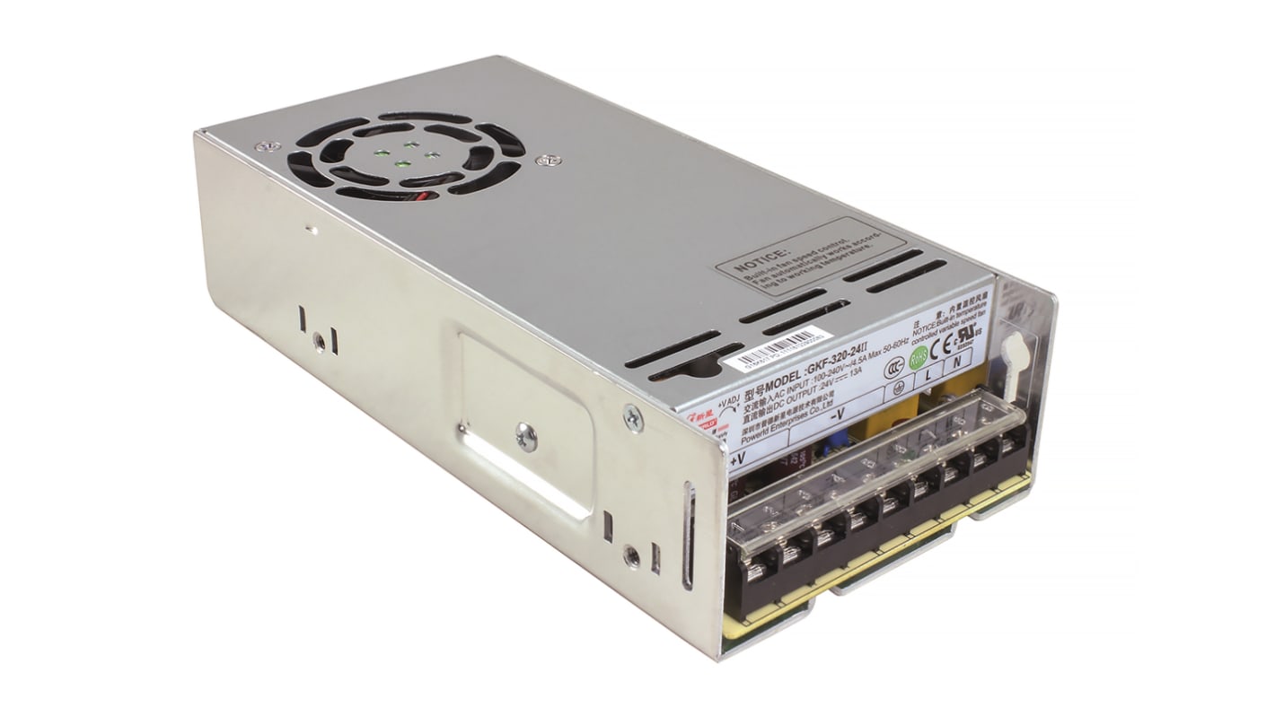 RS PRO Switching Power Supply, 5V dc, 40A, 200W, 1 Output, 120 → 370 V dc, 85 → 264 V ac Input Voltage