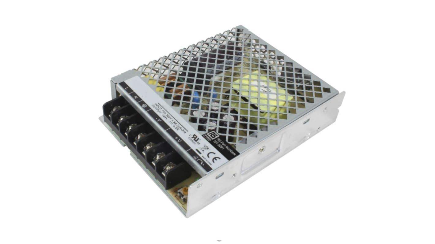 RS PRO Switching Power Supply, 48V dc, 2.3A, 110W, 1 Output, 85 → 264V ac Input Voltage