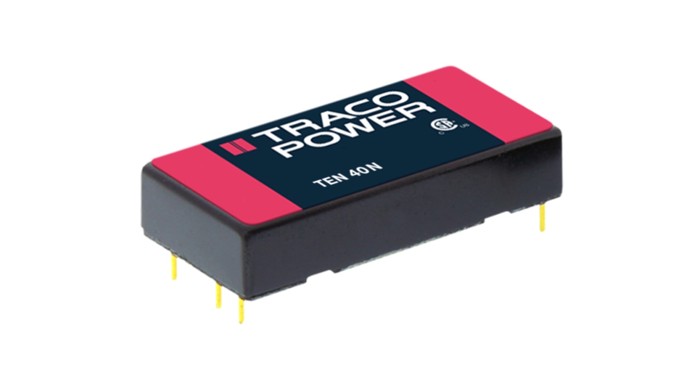 TRACOPOWER TEN 40N DC-DC Converter, 5V dc/ 8A Output, 9 → 18 V dc Input, 40W, Through Hole, +80°C Max Temp -40°C