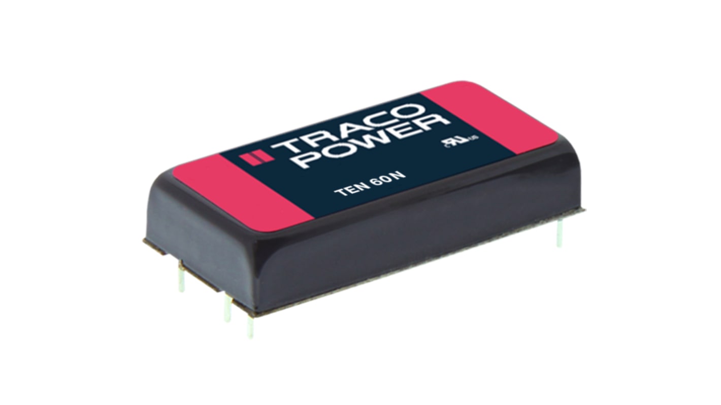 TRACOPOWER TEN 60N DC-DC Converter, ±12V dc/ ±2.5A Output, 18 → 36 V dc Input, 60W, Through Hole, +85°C Max Temp