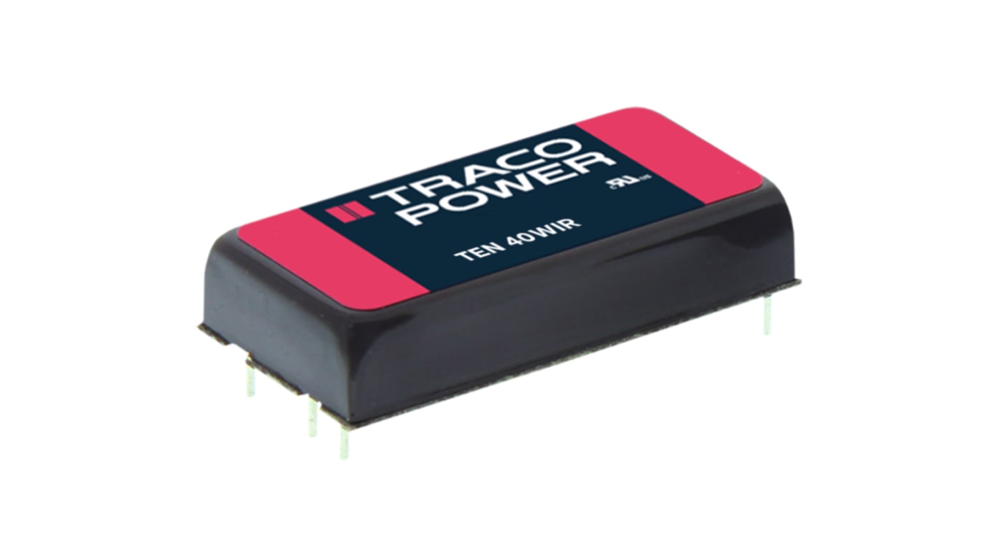 TRACOPOWER TEN 40WIR DC-DC Converter, 15V dc/ 2.67A Output, 18 → 75 V dc Input, 40W, Through Hole, +85°C Max