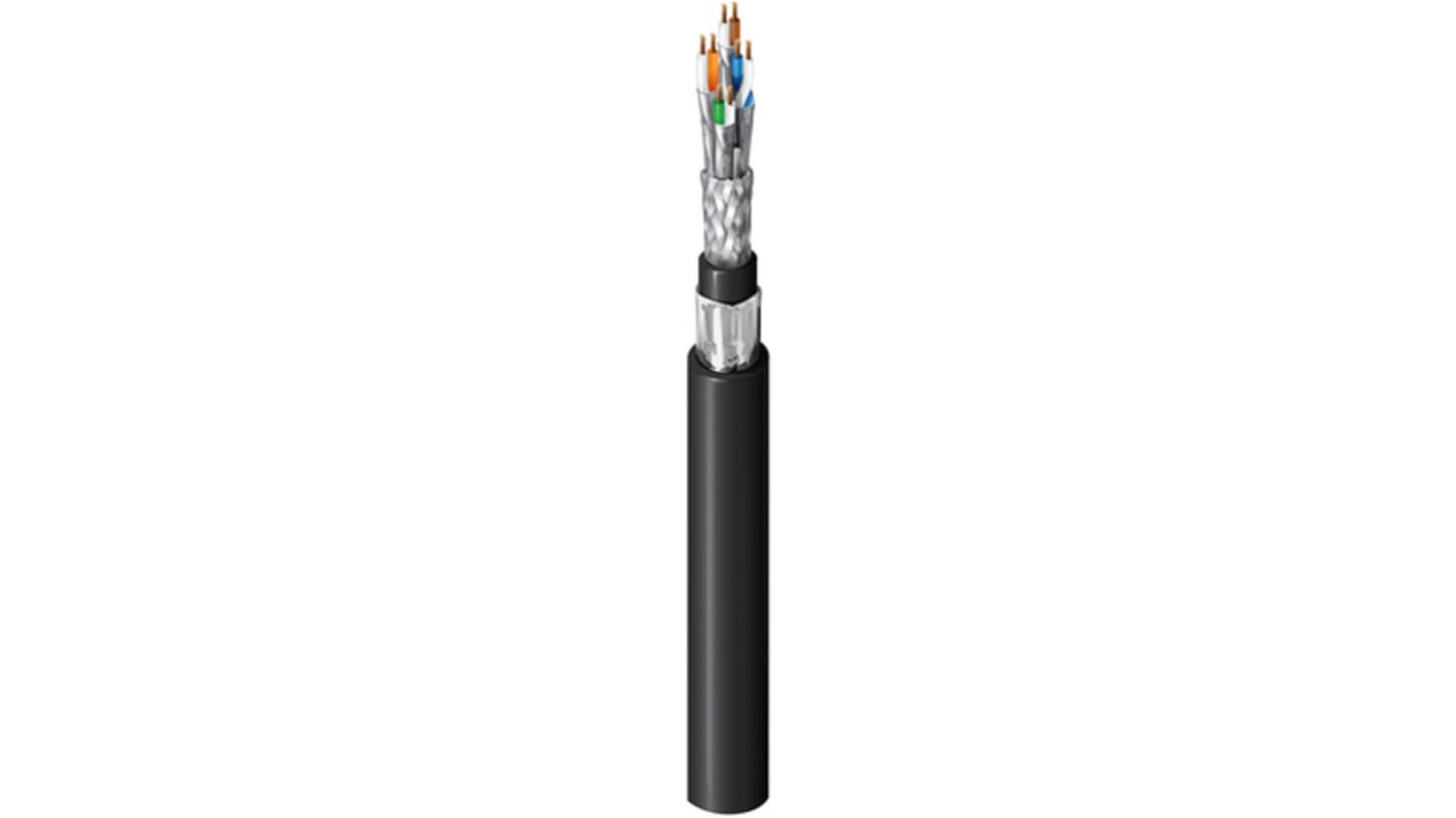 Cable Ethernet Cat6a S/FTP Belden de color Negro, long. 305m, funda de PVC, Pirorretardante