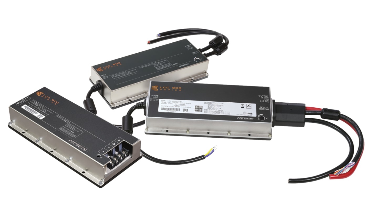 Artesyn Embedded Technologies Switching Power Supply, LCC600-12U-9P, 12V dc, 50A, 600W, 1 Output, 127 → 374 V