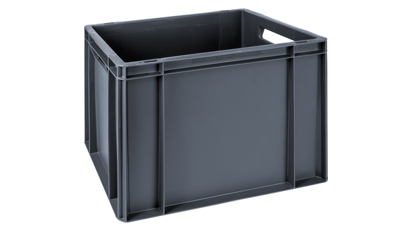 RS PRO 30L Grey PP Medium Euro Containers, 325mm x 300mm x 400mm