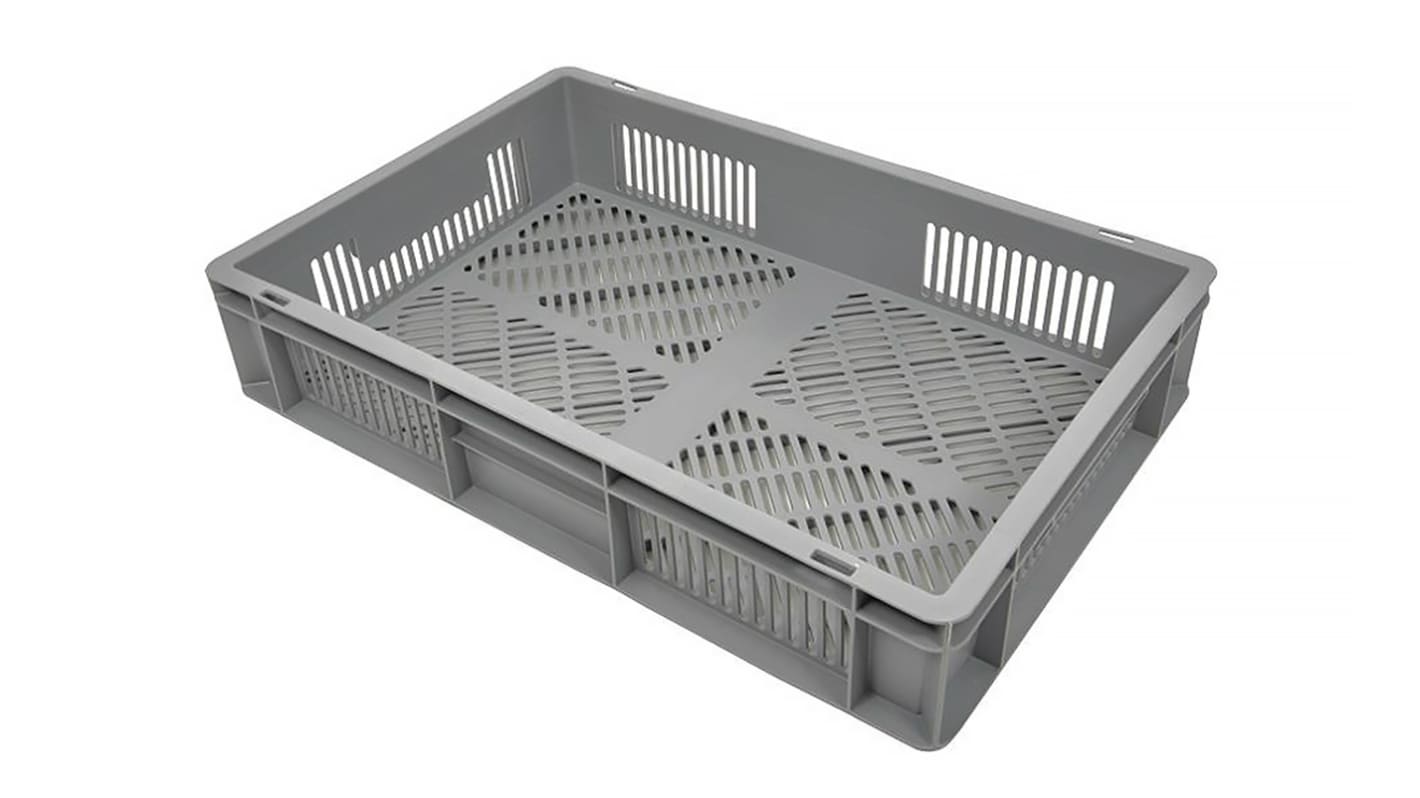 Caja Euro RS PRO de PP Gris, de 20L, 120mm x 400mm x 600mm