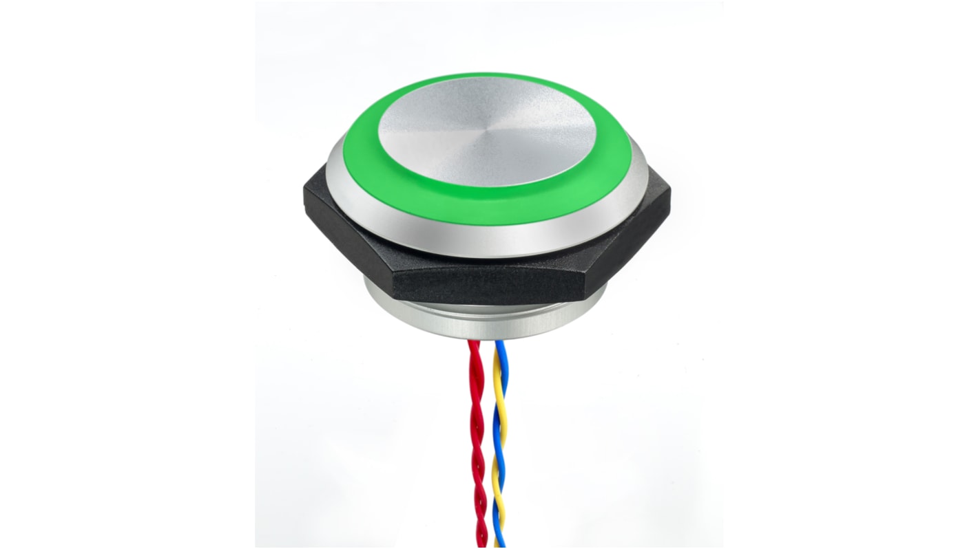 APEM Illuminated Piezo Switch, Momentary, 1NO, IP68, IP69K, Flying Lead, 1 A, -40 → +75°C Natural