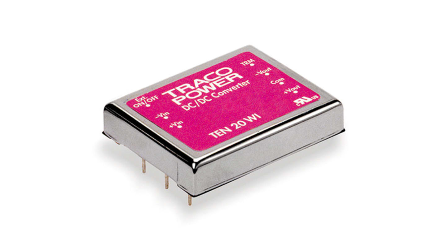 TRACOPOWER TEN 20WI DC-DC Converter, 5V dc/ 4A Output, 9 → 36 V dc Input, 20W, Through Hole, +85°C Max Temp