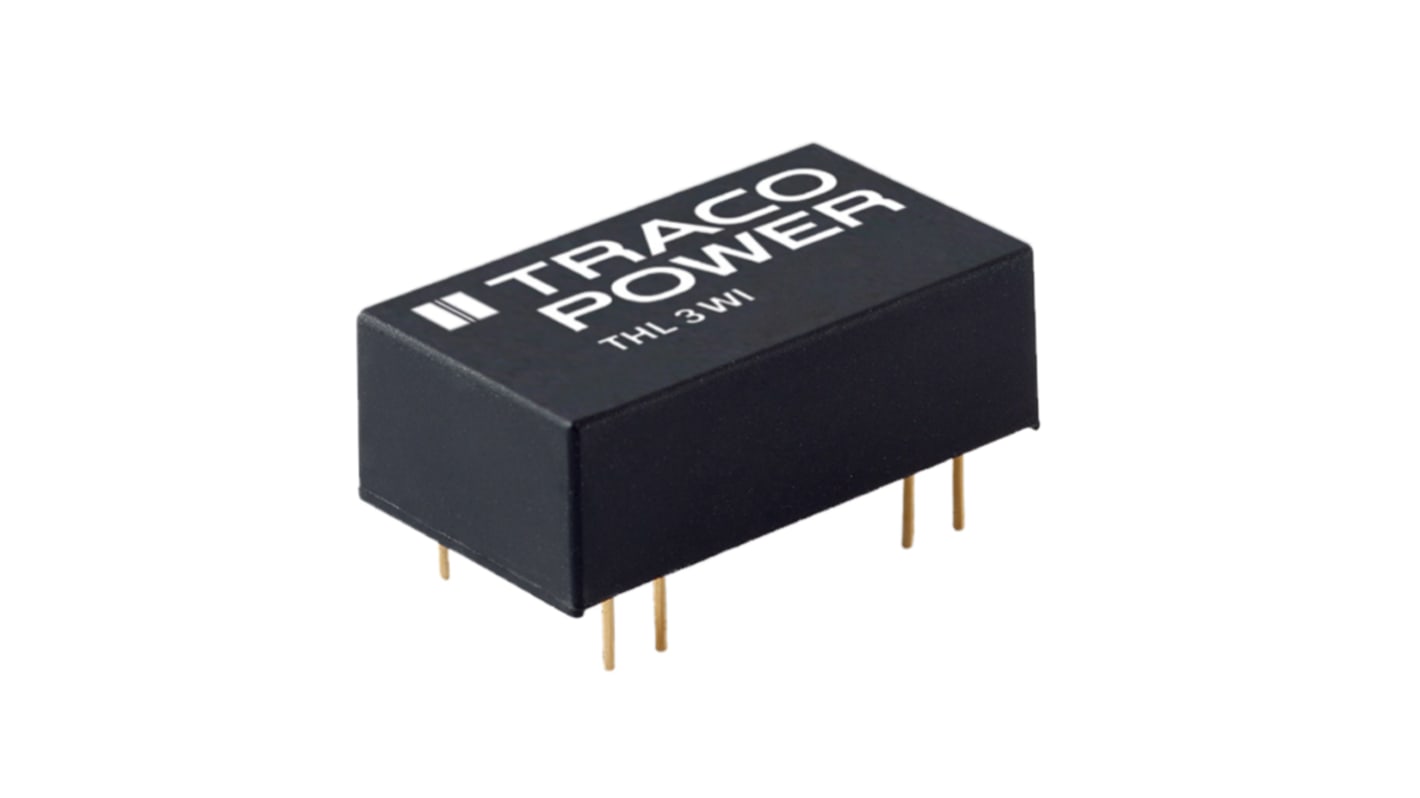 Convertisseur DC-DC TRACOPOWER, THL 3WI, Montage traversant, 3W, 2 sorties, ±5V c.c., ±300mA