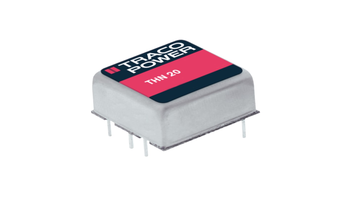 TRACOPOWER THN 20 DC-DC Converter, 5V dc/ 4A Output, 18 → 36 V dc Input, 20W, Through Hole, +85°C Max Temp -40°C