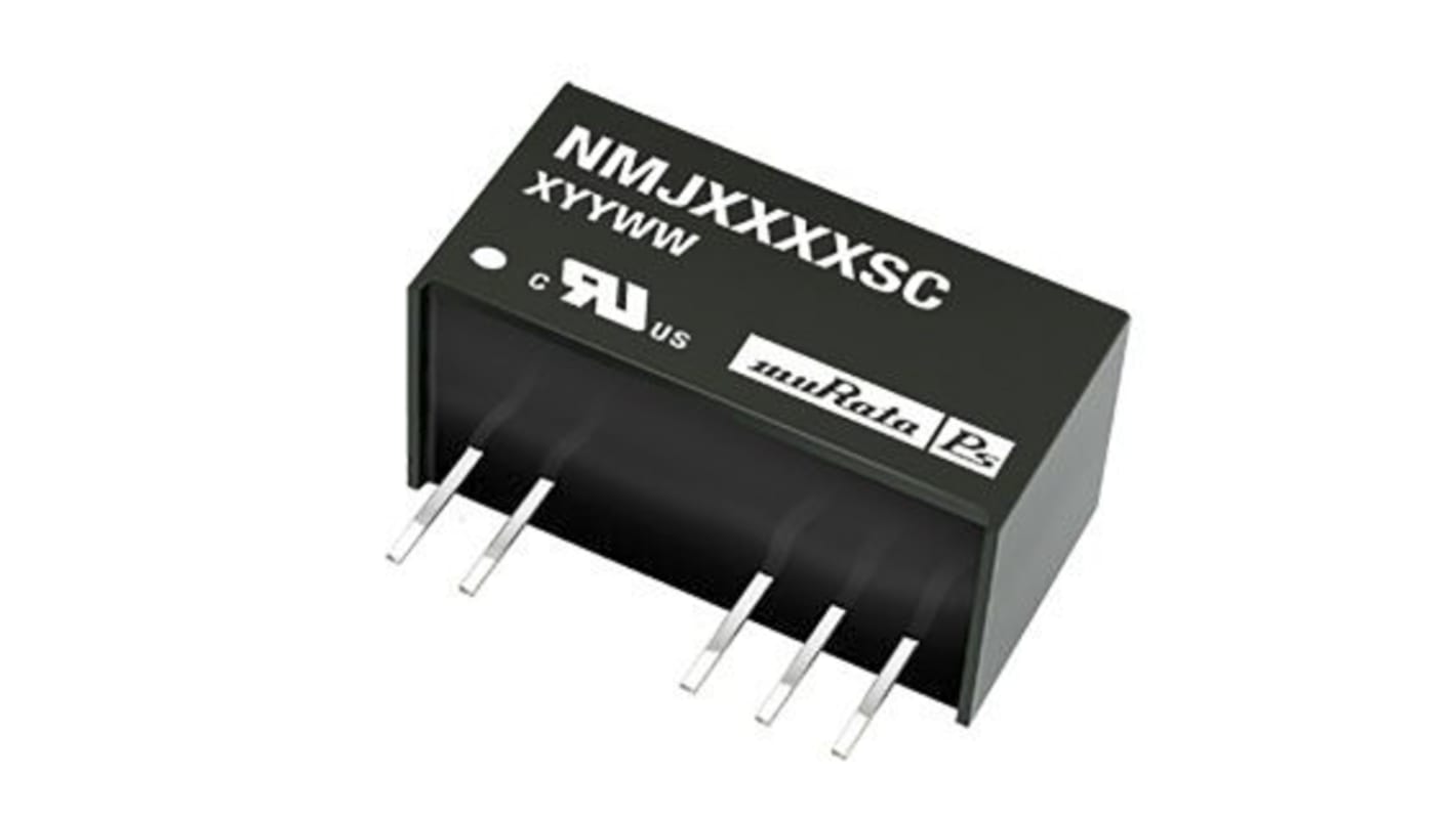 Murata Power Solutions NMJ DC-DC Converter, ±15V dc/ ±33mA Output, 4.5 → 5.5 V dc Input, 1W, Through Hole, +60°C