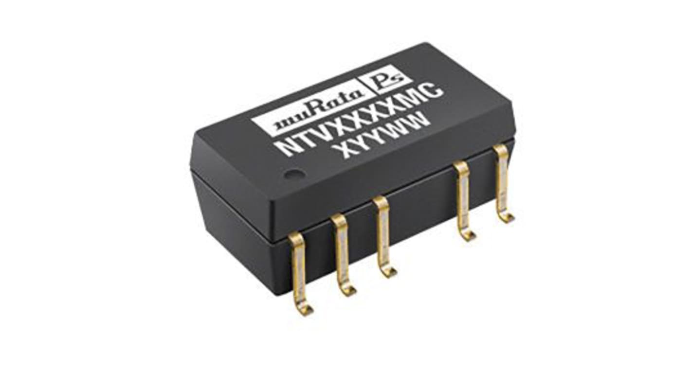 Murata Power Solutions NTV DC-DC Converter, ±5V dc/ ±100mA Output, 4.5 → 5.5 V dc Input, 1W, Surface Mount,