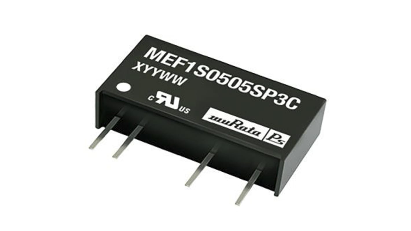 Murata Power Solutions MEF1 DC-DC Converter, 3.3V dc/ 300mA Output, 4.75 → 5.25 V dc Input, 1W, Through Hole,