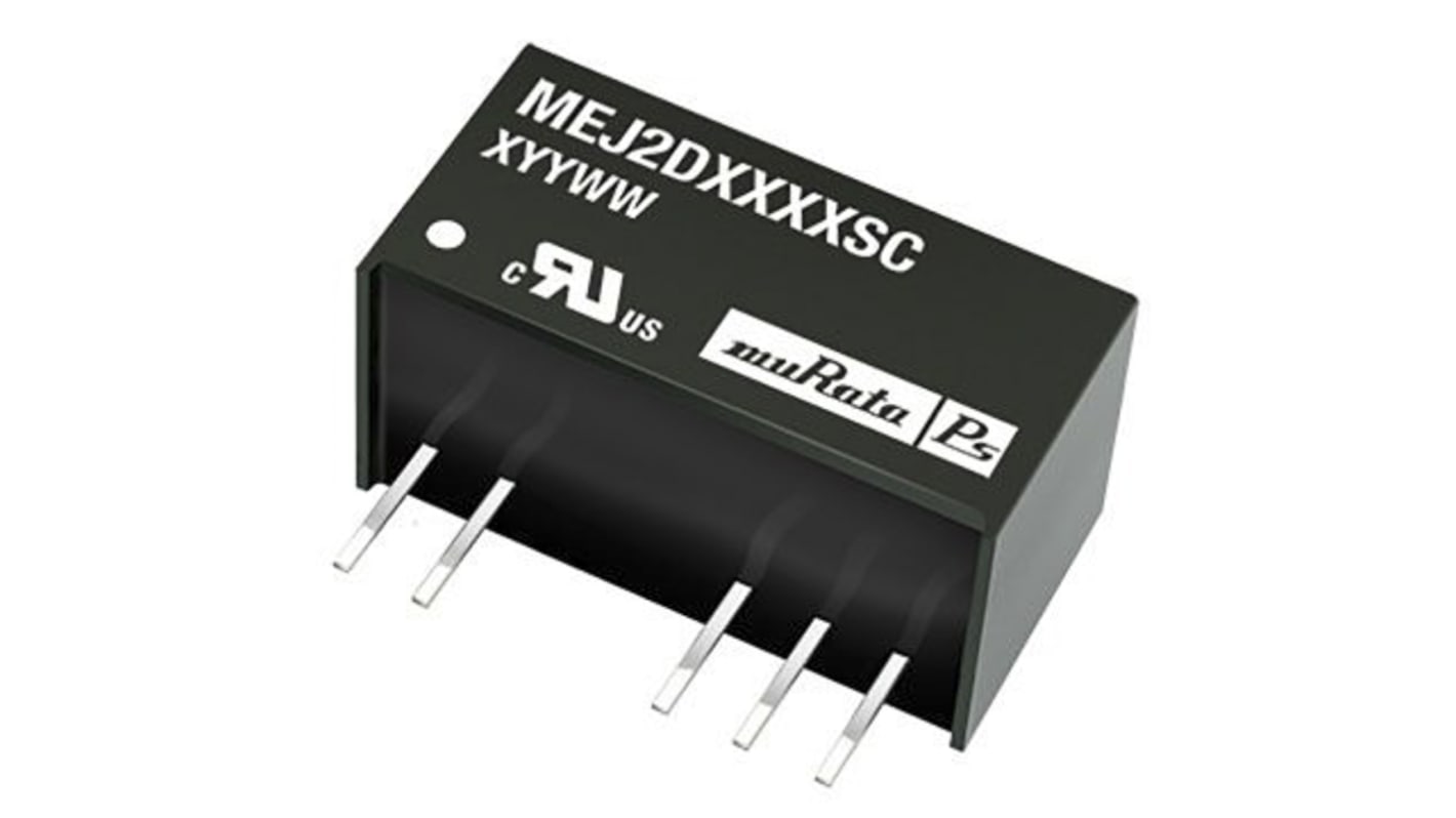 Murata Power Solutions MEJ2 DC-DC Converter, ±3.3V dc/ ±303mA Output, 4.5 → 5.5 V dc Input, 2W, Through Hole,