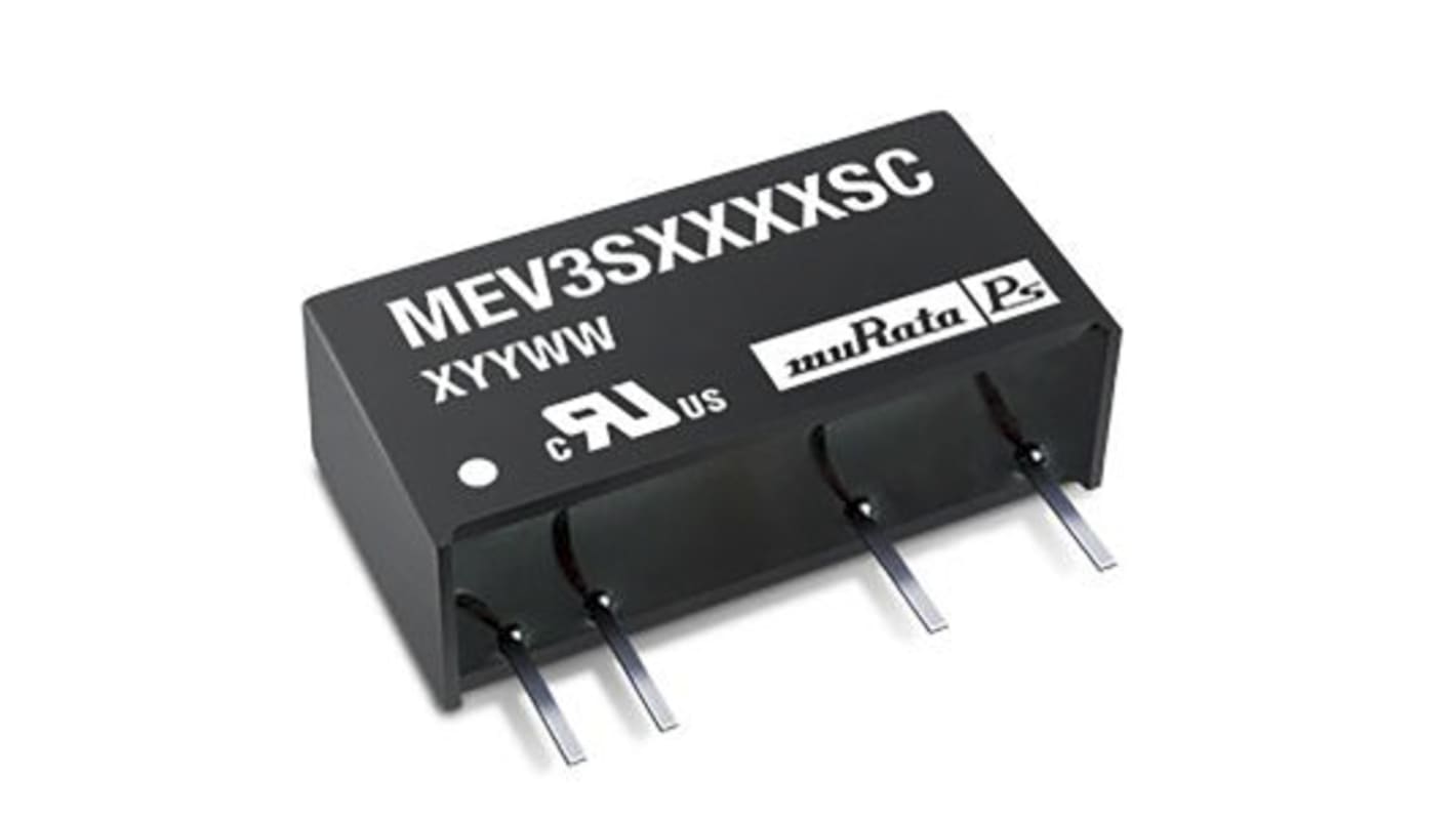 Murata Power Solutions MEV3 DC-DC Converter, 5V dc/ 600mA Output, 10.8 → 13.2 V dc Input, 3W, Through Hole,