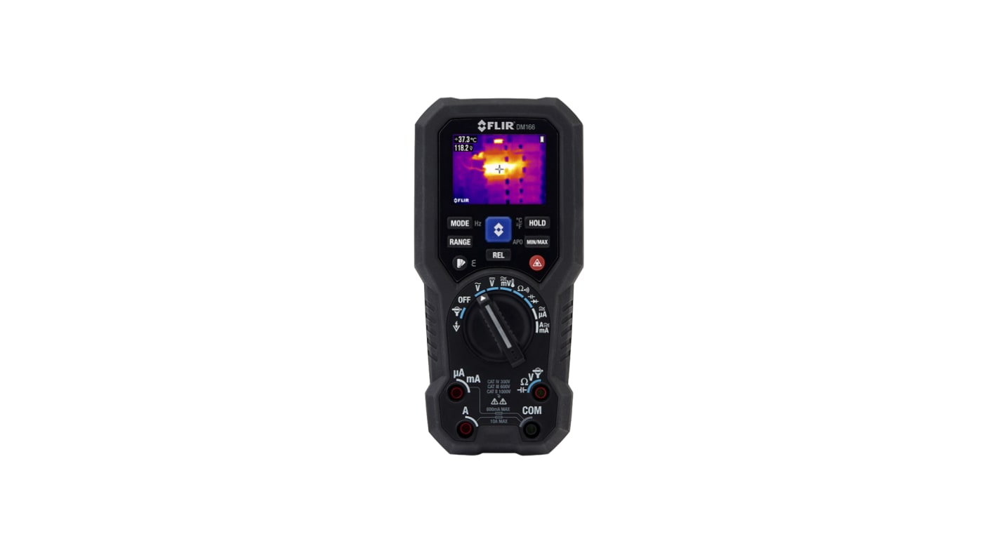 Flir DM166 Handheld Digital Multimeter, True RMS, 10A ac Max, 10A dc Max, 600V ac Max