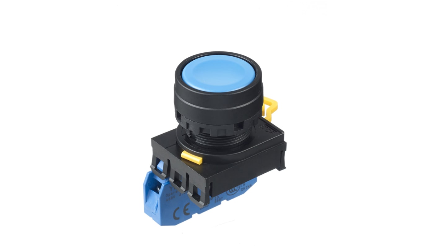 Idec YW Series Illuminated Push Button Complete Unit, Panel Mount, 22mm Cutout, SPST, IP65