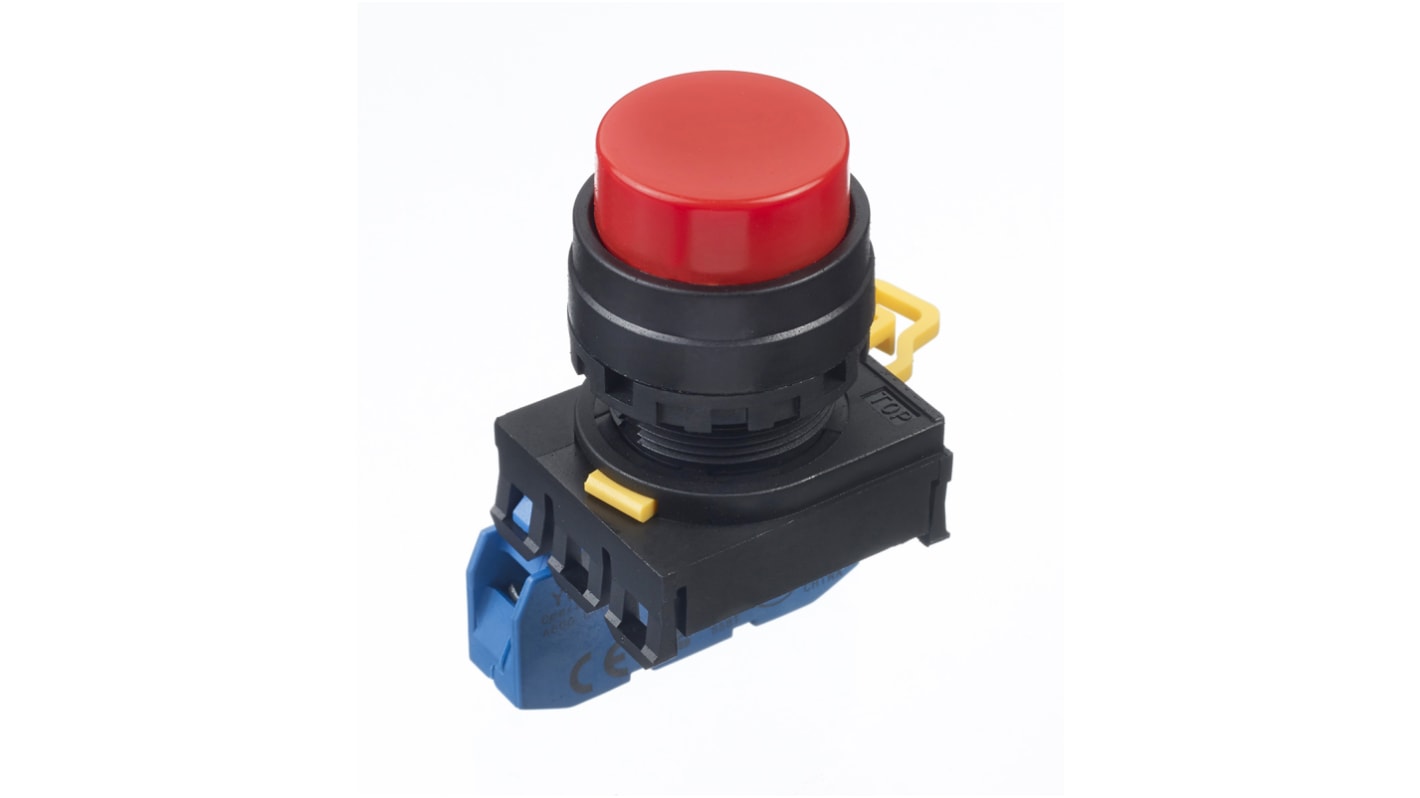 Idec YW Series Push Button Complete Unit, Panel Mount, 22mm Cutout, SPST, IP65