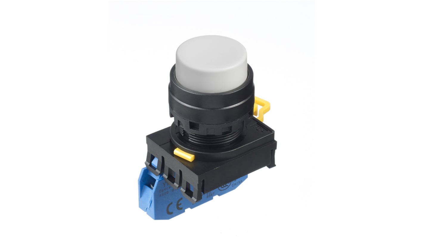 Idec YW Series Push Button Complete Unit, Panel Mount, 22mm Cutout, SPST, IP65