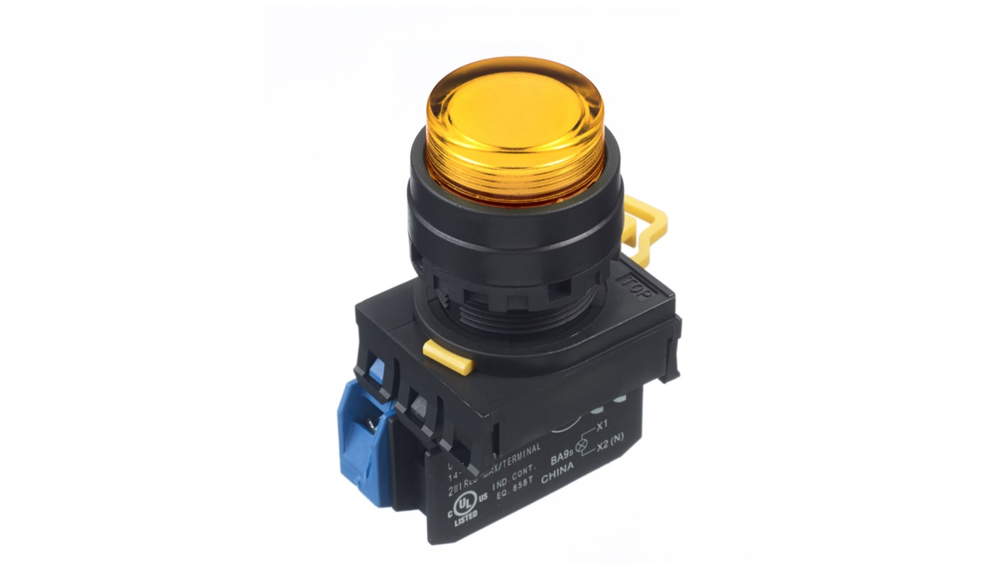 Idec YW Series Illuminated Push Button Complete Unit, Panel Mount, 22mm Cutout, SPST, IP65