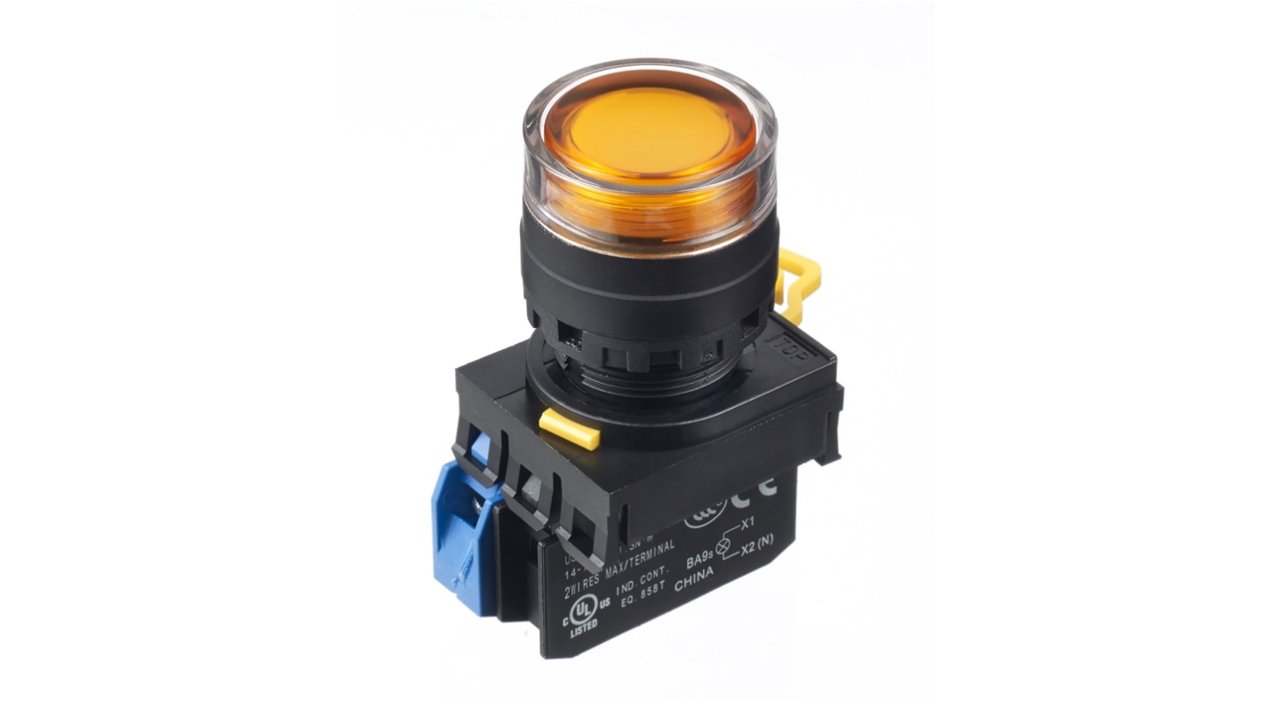 Idec YW Series Illuminated Push Button Complete Unit, Panel Mount, 22mm Cutout, SPST, IP65