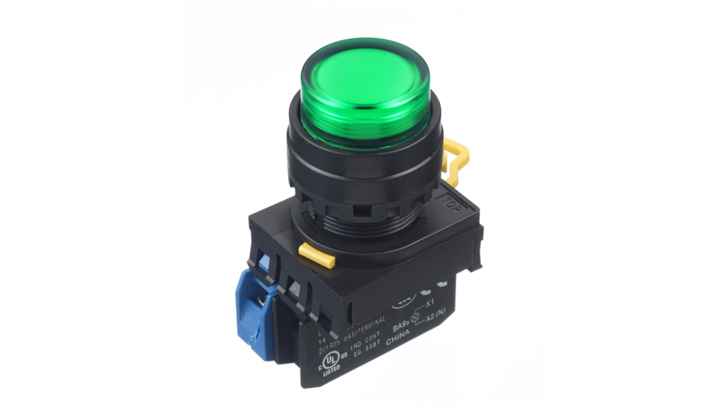 Idec YW Series Illuminated Push Button Complete Unit, Panel Mount, 22mm Cutout, SPST, IP65