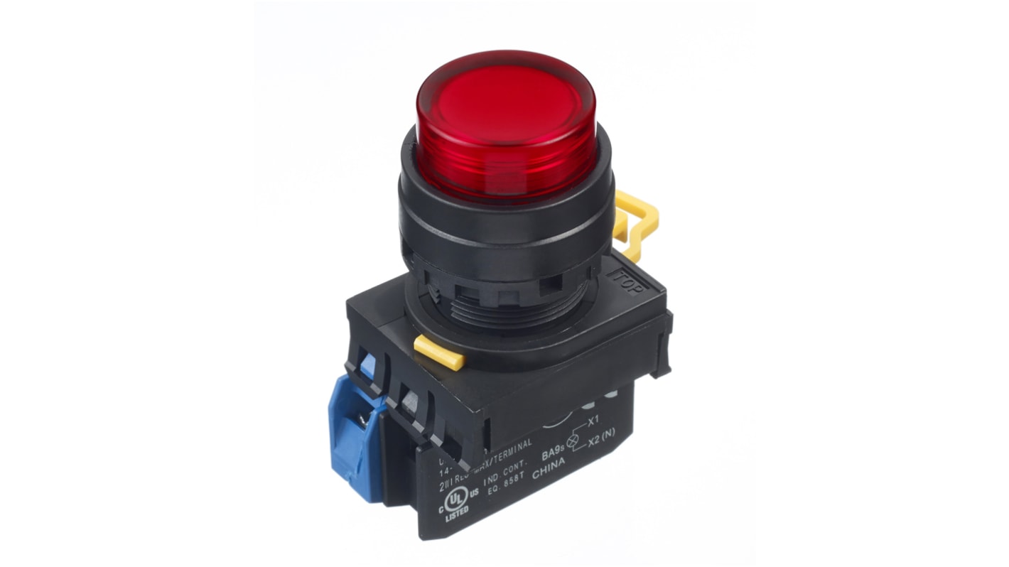 Idec YW Series Illuminated Push Button Complete Unit, Panel Mount, 22mm Cutout, SPST, IP65