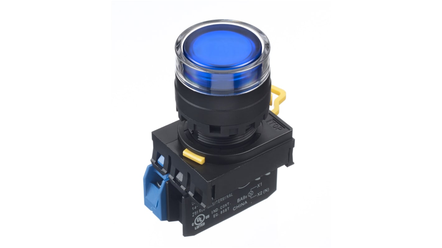 Idec YW Series Illuminated Push Button Complete Unit, Panel Mount, 22mm Cutout, SPST, IP65