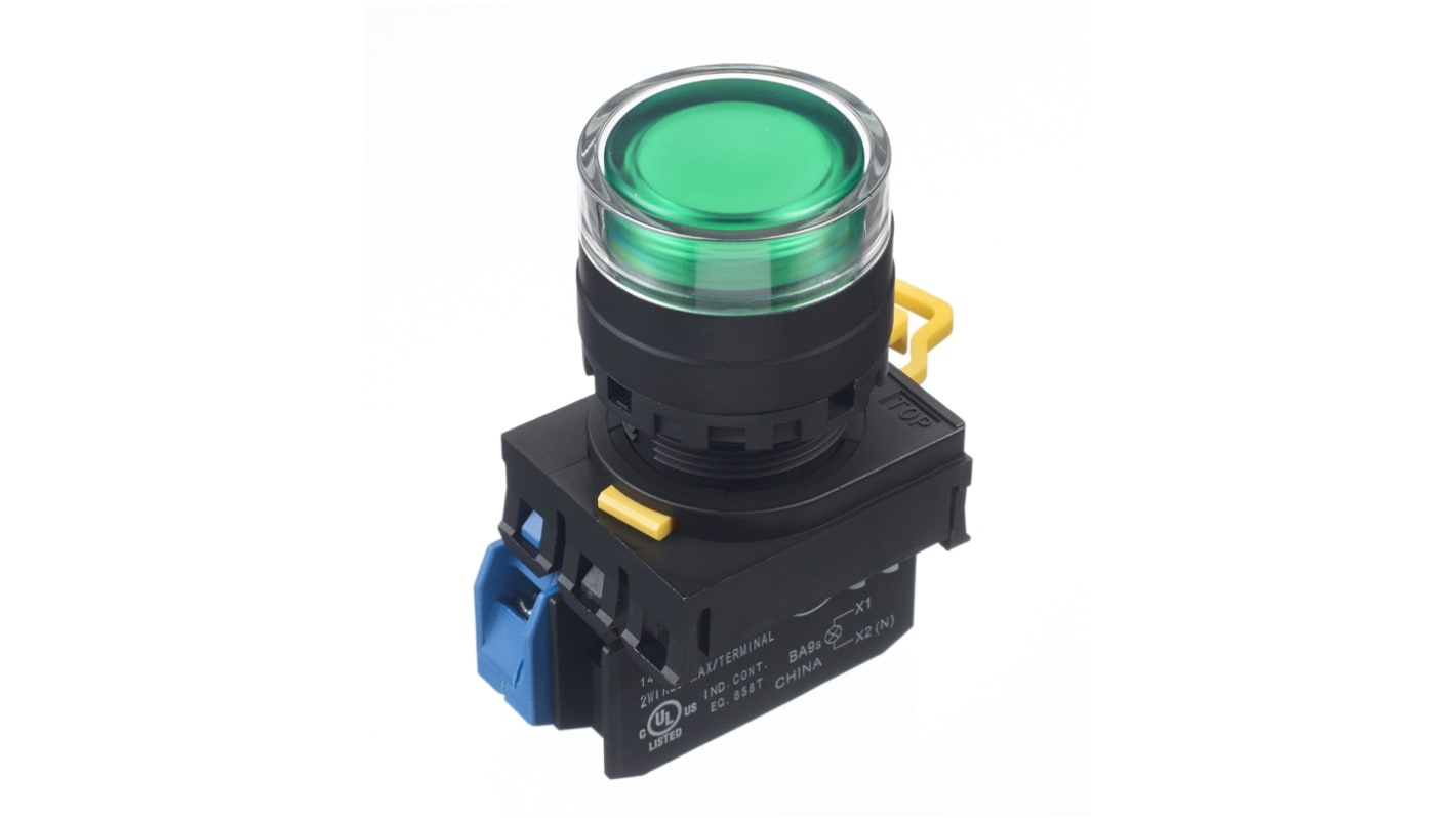 Idec YW Series Illuminated Push Button Complete Unit, Panel Mount, 22mm Cutout, SPST, IP65