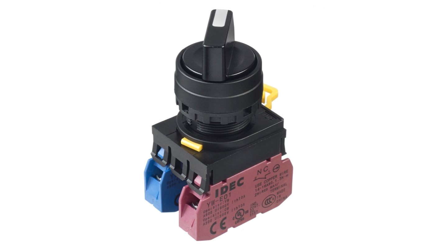 YW1S21E11 Idec Spring Return Selector Switch (SPDT) 22mm Cutout Diameter, Illuminated 2