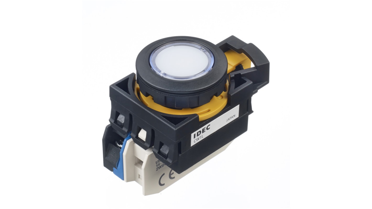 Idec CW Series Illuminated Push Button, Panel Mount, 22mm Cutout, SPST, IP65