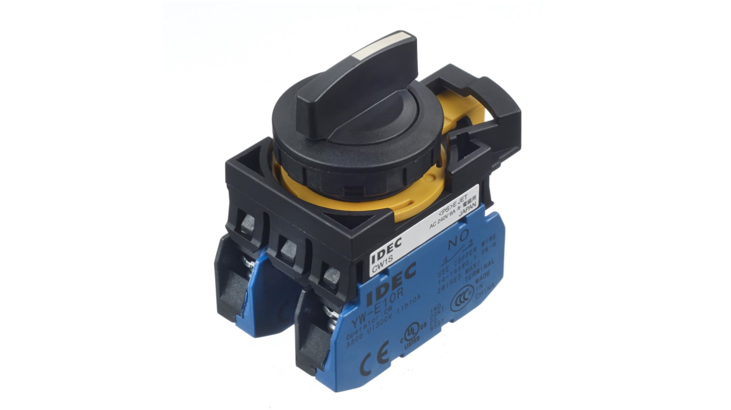 Idec Spring Return Selector Switch - (DPST) 22mm Cutout Diameter 3 Positions