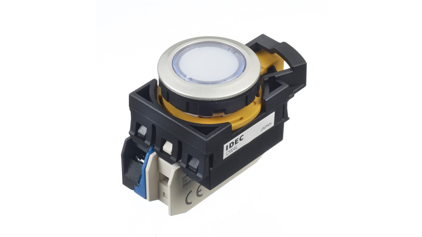 Idec CW Series Illuminated Push Button, Panel Mount, 22mm Cutout, SPST, IP65