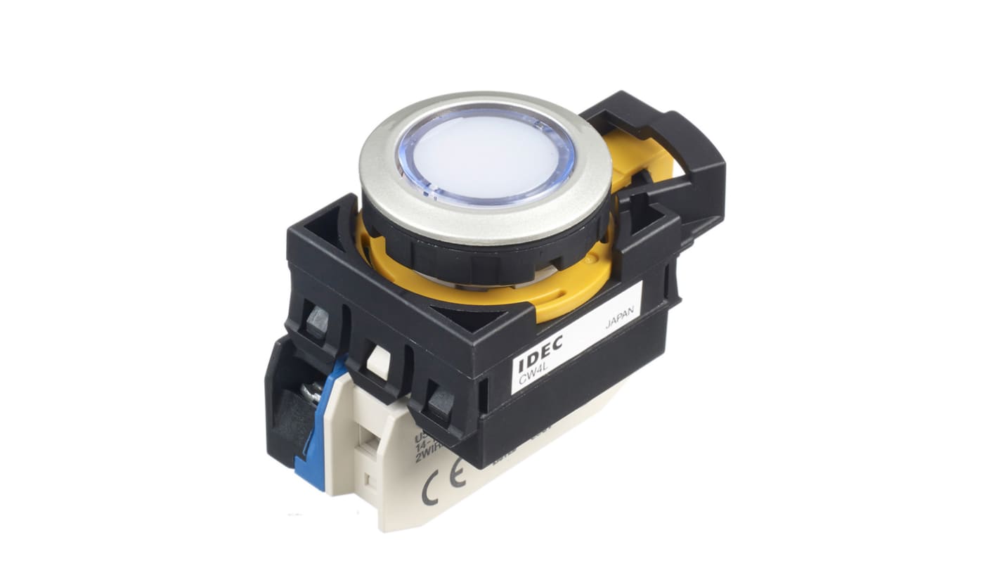 Idec CW Series Illuminated Push Button, Panel Mount, 22mm Cutout, SPST, IP65