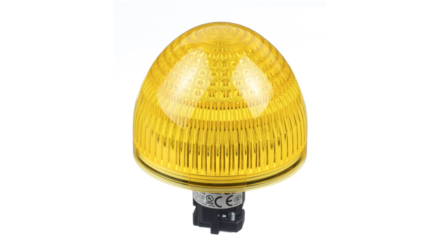 Voyant lumineux complet LED Idec Jaune 24V c.a. / V c.c., Ø découpe 22mm, Montage encastré, IP65