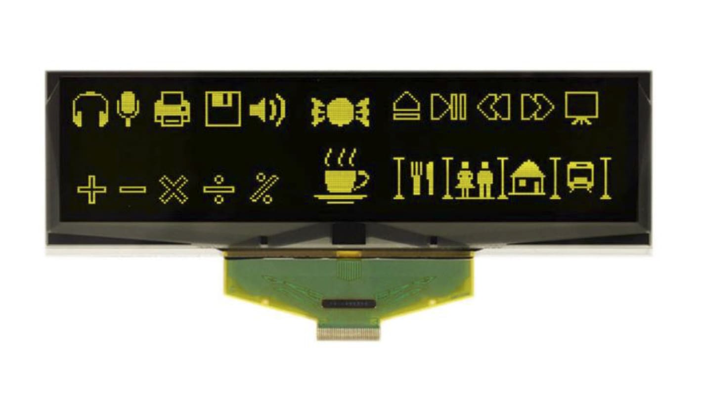 Display Visions 5.5in Yellow Passive matrix OLED Display 256 x 64pixely COB SPI Interface