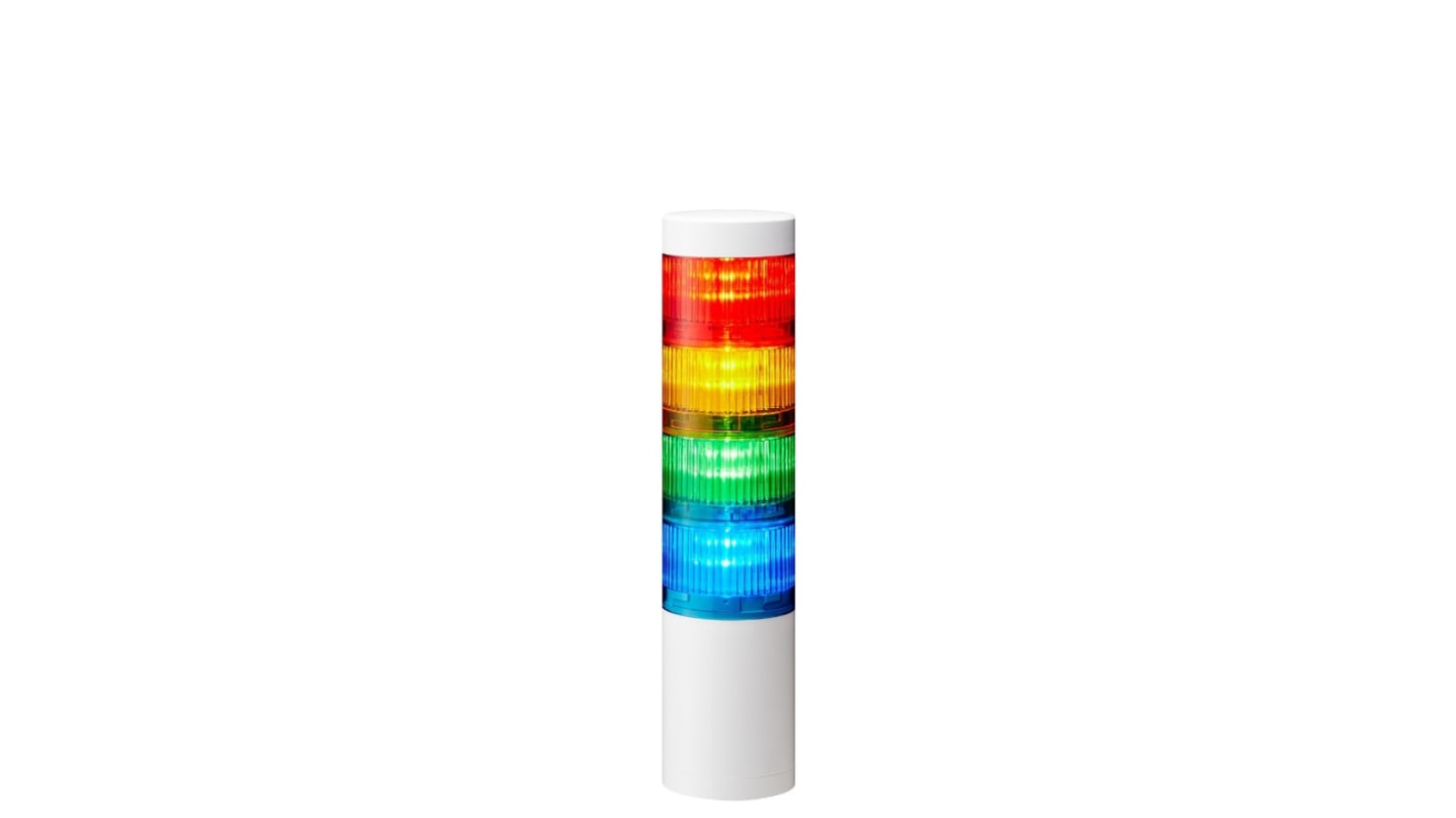 Columna de señalización Patlite LR6, LED, con 4 elementos  de color, 88dB @ 1 m, 24 V dc