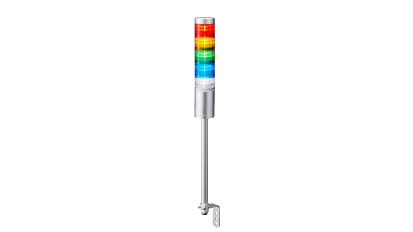 Patlite LR6 Series Coloured Signal Tower, 5 Lights, 24 V dc, Pole Mount