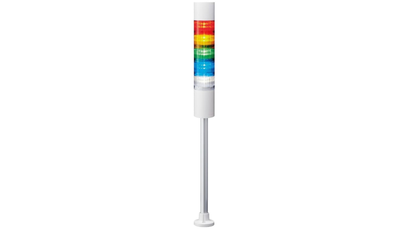 Columna de señalización Patlite LR6, LED, con 5 elementos  de color, 88dB @ 1 m, 24 V dc