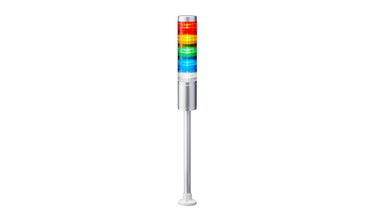 Columna de señalización Patlite LR6, LED, con 5 elementos  de color, 88dB @ 1 m, 24 V dc