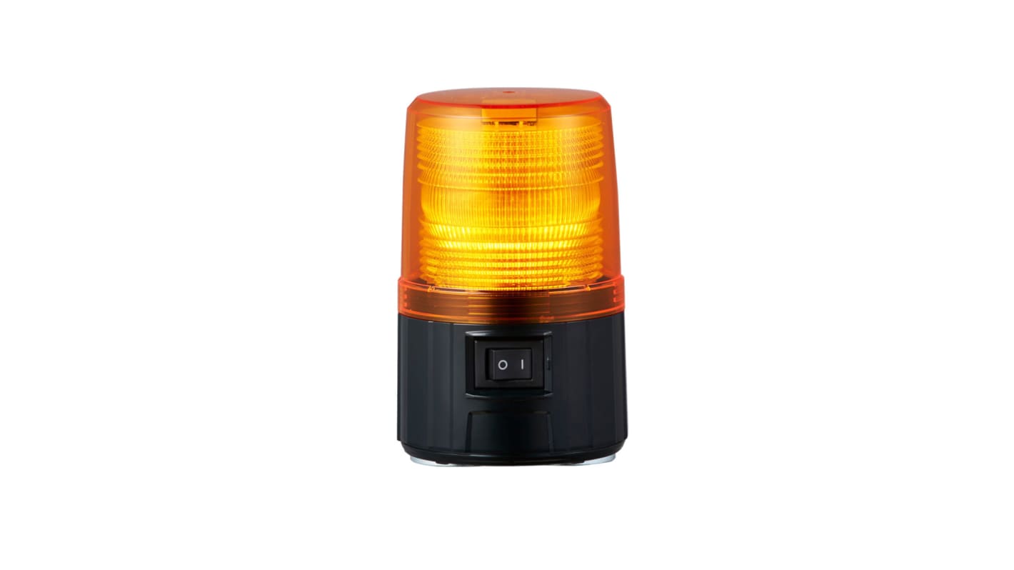 Patlite PFH Series Amber Flashing Beacon, 6 V dc (4 - LR6 Alkaline dry cell batteries), Magnetic Mount, LED Bulb, IP55