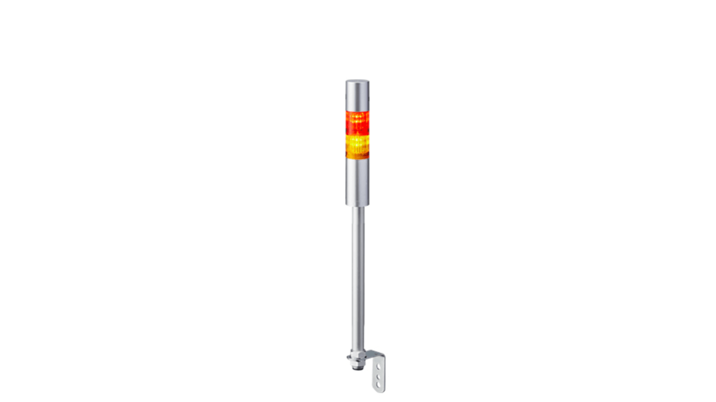 Patlite LR4 LED Signalturm 2-stufig mehrfarbig LED Rot/Gelb + Summer Blitz, Dauer 498.5mm Multifunktion