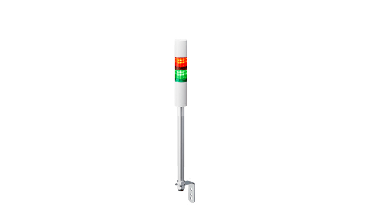 Torretta di segnalazione Patlite, 24 V c.c., LED, 2 elementi, lenti A colori, con Cicalino