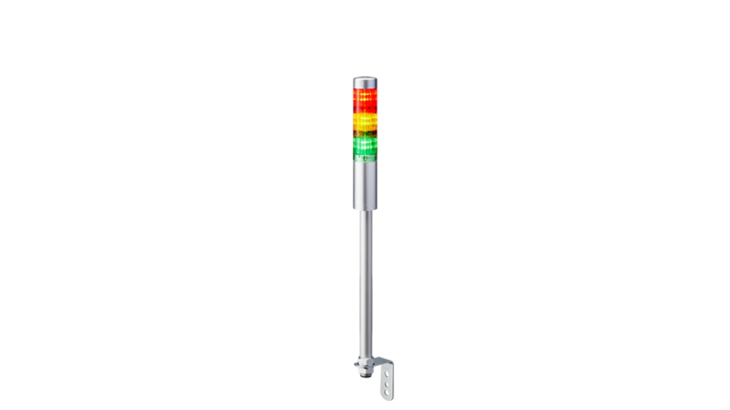 Patlite LR4 Series Coloured Signal Tower, 3 Lights, 24 V dc, Pole Mount