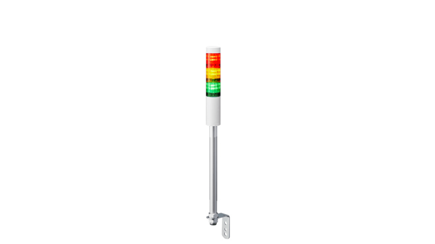 Patlite LR4 Series Coloured Signal Tower, 3 Lights, 24 V dc, Pole Mount