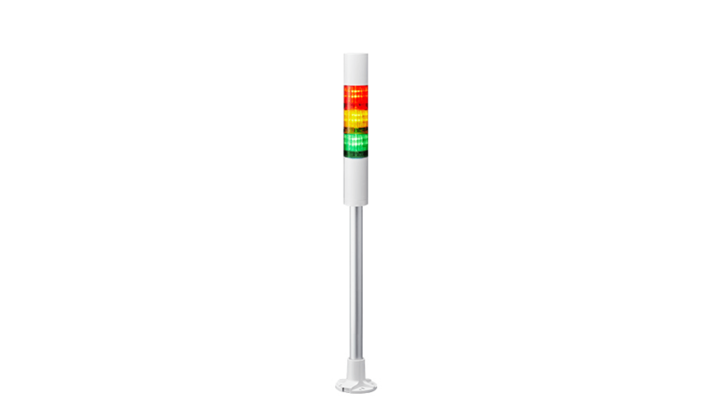 Torretta di segnalazione Patlite, 24 V c.c., LED, 3 elementi, lenti A colori, con Cicalino