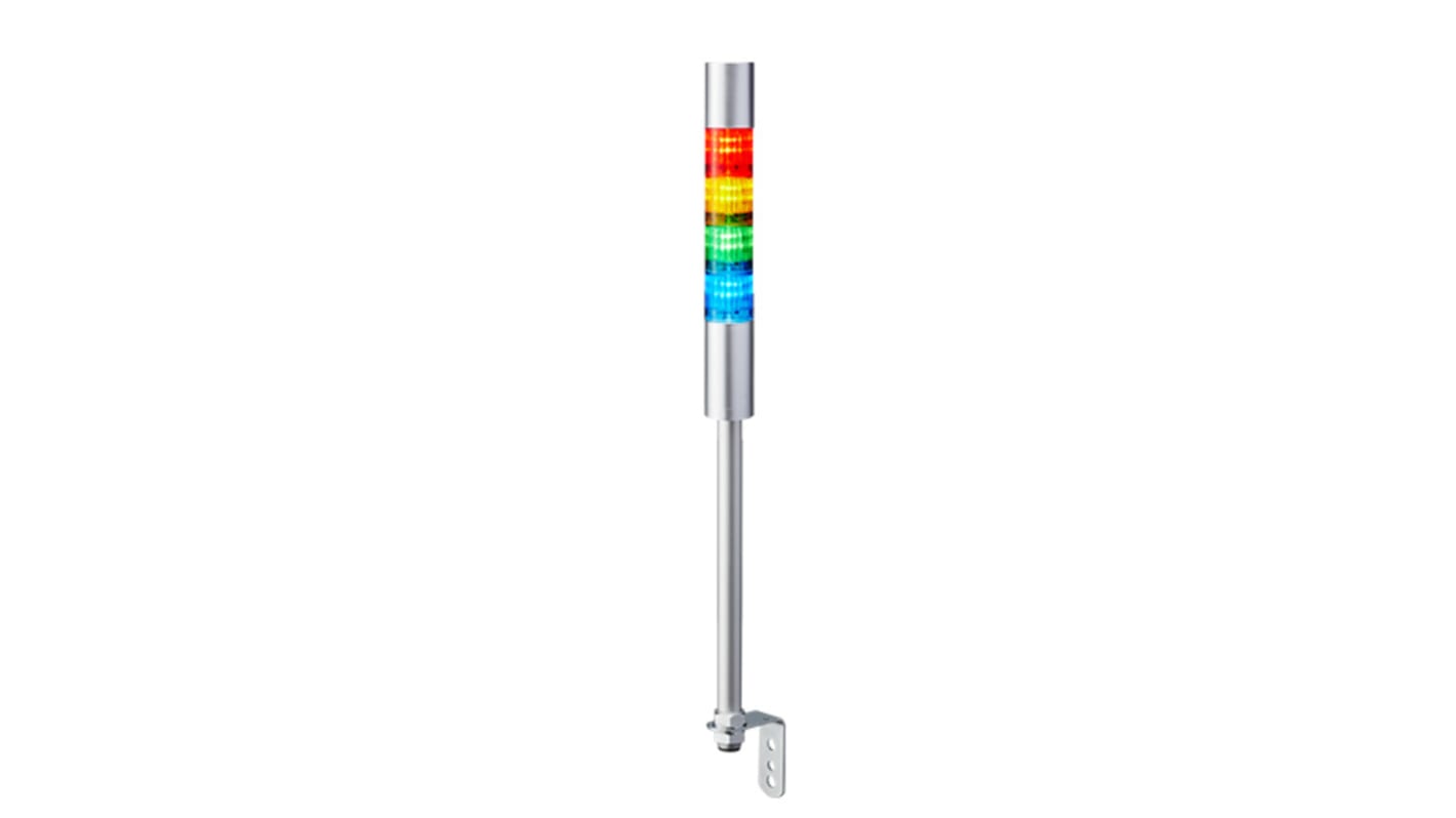 Torretta di segnalazione Patlite, 24 V c.c., LED, 4 elementi, lenti A colori, con Cicalino